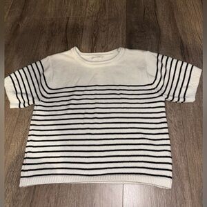 moon & madison Striped Short Sleeve Knit Top(Large)